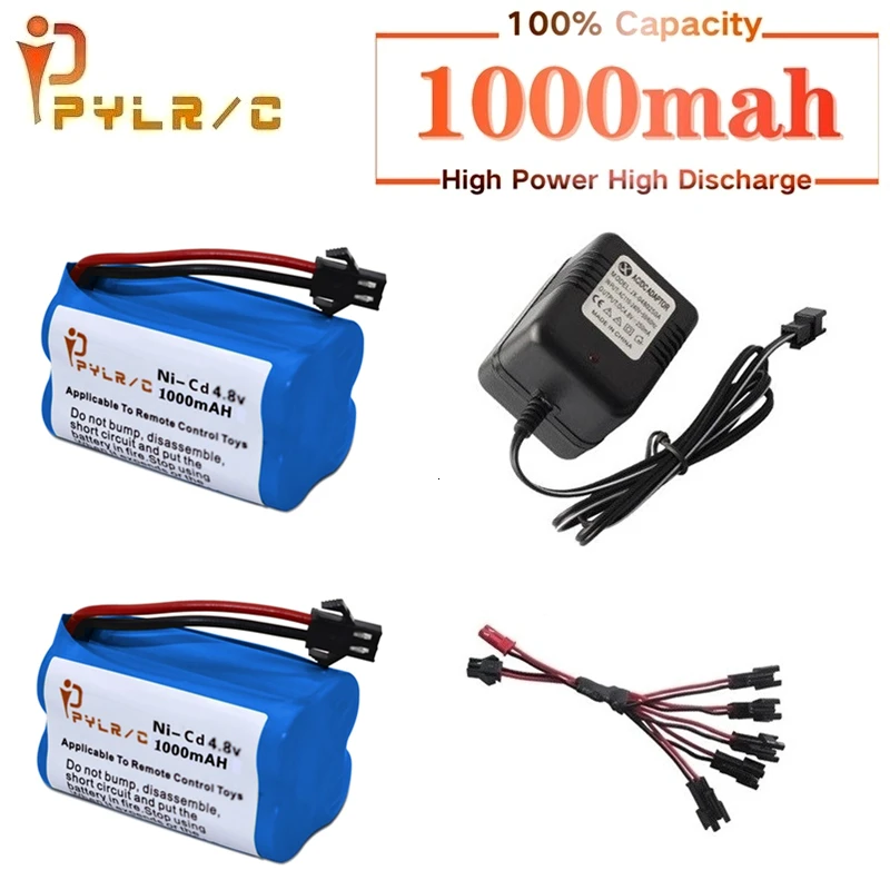 

(SM) 4.8v 1000mah NiCD Battery And Charger For Rc toys Cars Tanks Robots Guns Boats 1000mah AA 4.8v Rechargeable Battery Pack