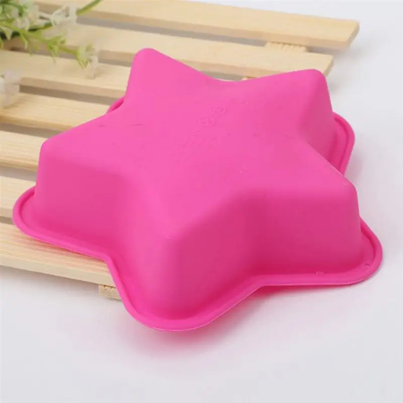 6 Pcs 13cm Pentagram Shape Cake Pan Mold Cake Liner Silicone Reusable Baking Tool Kitchen Accessory Bakery Dessert Random Color
