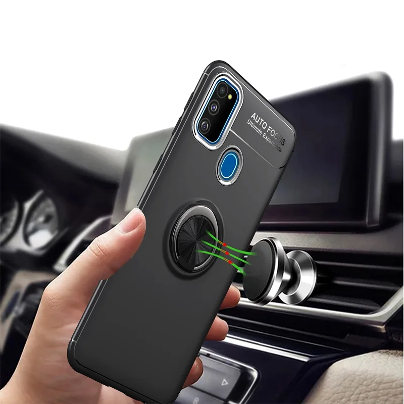For Samsung Galaxy M30S Case Cover Magnetic Ring Holder Soft Matte Silicone luxury Shell m30 Anti-collision Coque | Мобильные