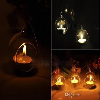 

100PCS/box Tea Light Holder/80MM Glass Air Plant Terrariums,Hanging Glass Orb Candle Holder For Wedding Candlestick/Garden Decor