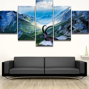 

Canvas Painting 5 Piece HD Print Bighorn Sheep Mountain view Animal Landscape Canvas Wall Art Home Decor For Living Room