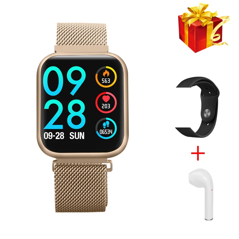 P80 gold add H 696 P70 обновленная версия P80 Смарт-часы женские IP68 Водонепроницаемые умные часы пульсометр кровяное давление для IPhone samsung huawei - Цвет: P80 gold add H