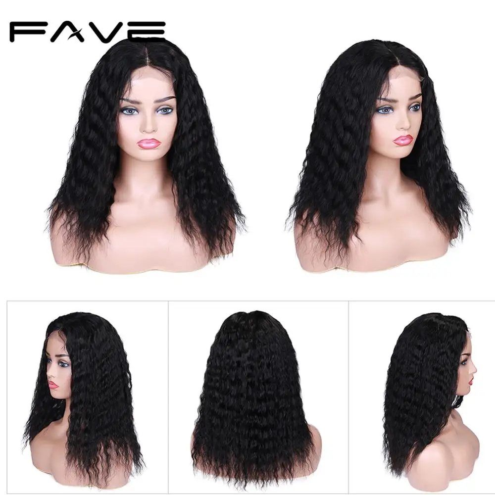 FAVE 4x4 закрытие шнурка Remy бразильские человеческие волосы парик для черных женщин 150% высокая плотность бесклеевой афро кудрявый парик