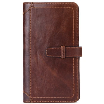 

Luxury Men Long Wallets Multi-functional Bag Genuine Leather Purse Vintage Casual Double-layer Clutch Porte Phone Pocket