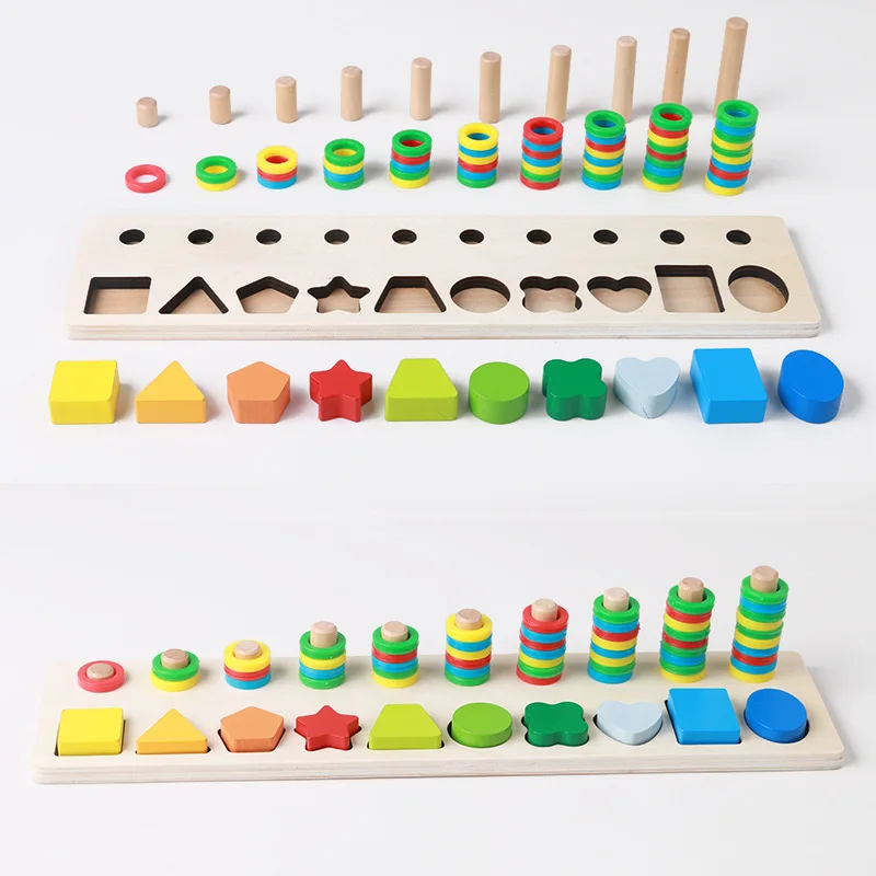 

Montessori Mb07 Shape with Numbers Board Children Early Education Rainbow Donuts Educational Early Educational Teaching Aid Gift