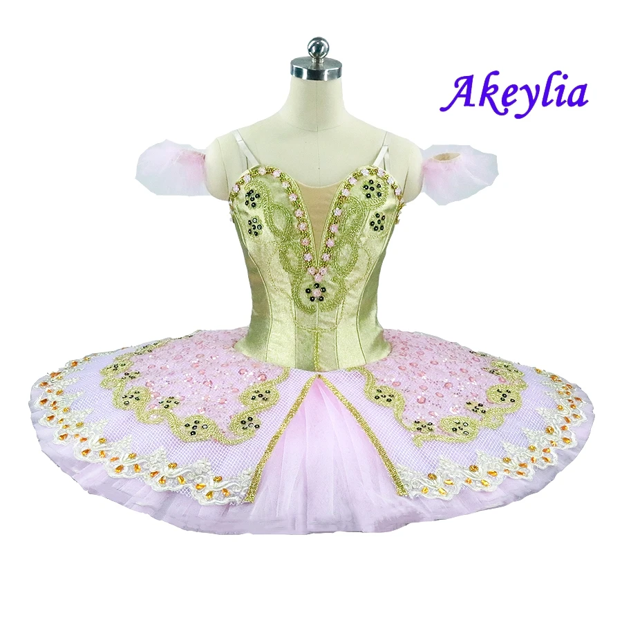 Pink Gold Professional Ballet Tutu Custom Adult Nutcracker Sugar plum fairy Classical Pancake Tutu Performance Ballet Costume
