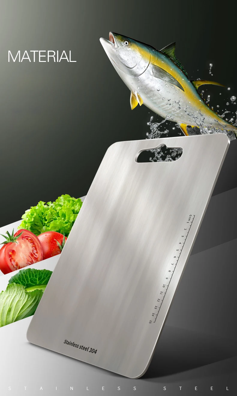 

304 Stainless Steel Chopping Block Antibacterial Anti-mildew Kitchen Cutting Boards Chopping Board Fruit Vegetable Meat Tools