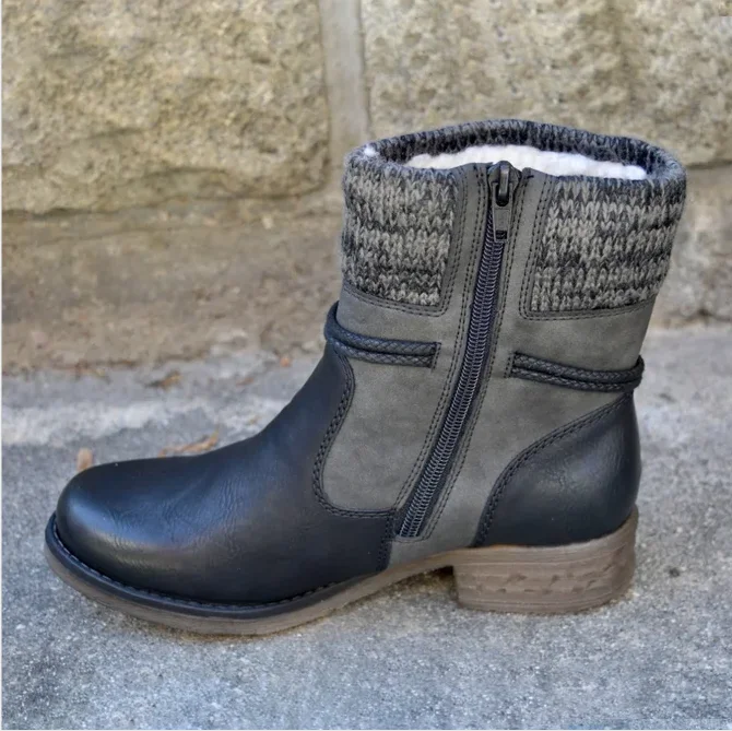

2020 Winter Boots Women Basic Ankle Boots Woman Round Toe Zip Platform Boot Female Shoes Warm Lace Up Plush Boots botas mujer