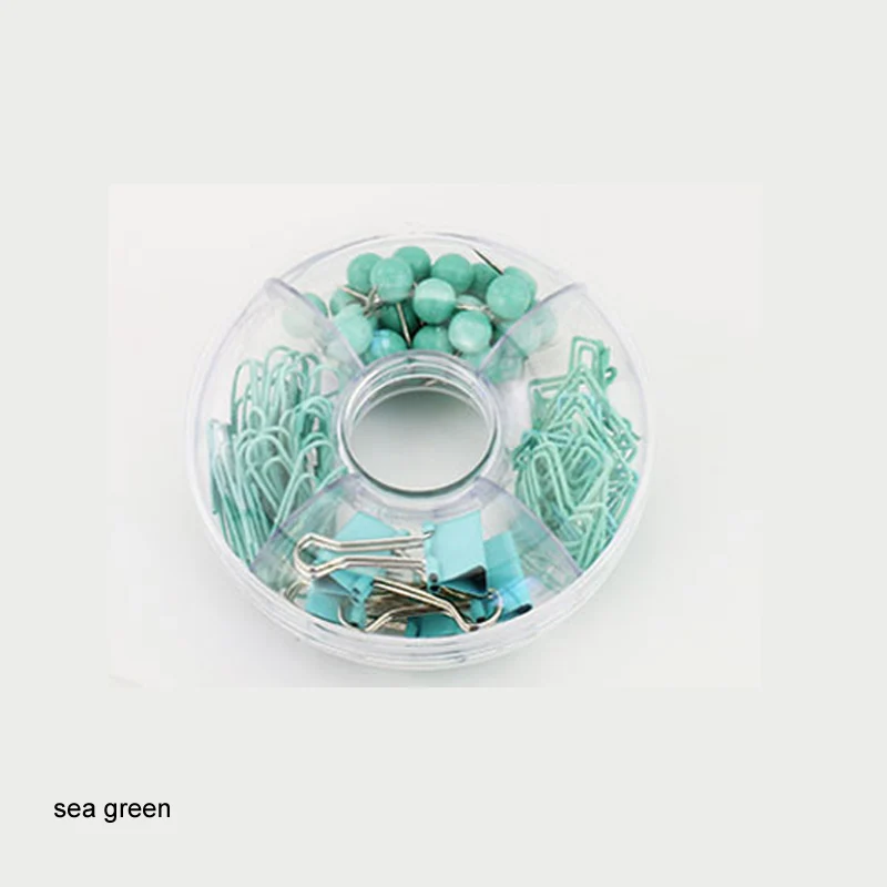 sea green 1 коробка, зажим для бумаги, Пончик, набор канцелярских принадлежностей, настольный органайзер, Товары для офиса, для дома, офиса, для хранения, зажим - Цвет: sea green