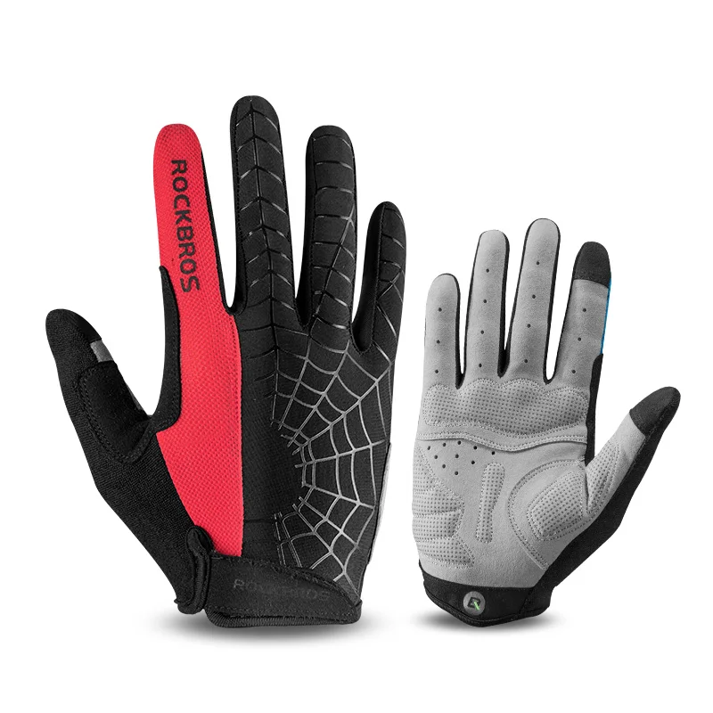 ROCKBROS мужские ветрозащитные велосипедные перчатки с сенсорным экраном для верховой езды MTB дорожный велосипед перчатки летний дышащий для занятий спортом на улице перчатки - Цвет: Red-S109-1