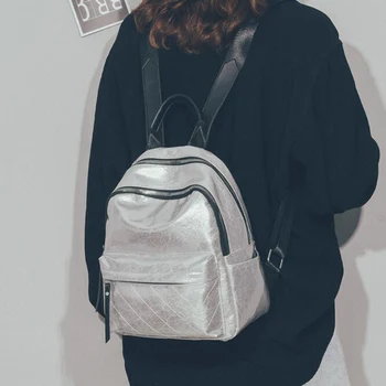 

Fashion Glossy Women backpack 2020 pu leather school bags backpack for teenager girls shoulder bag travelling female bag pack r