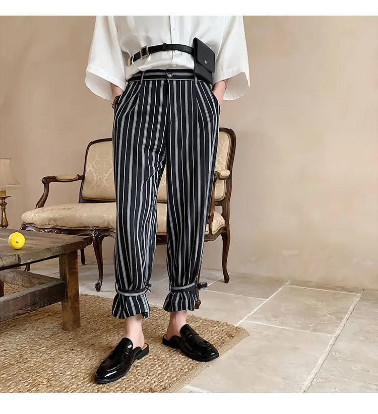 Streep Linten Rechte Broek Mannelijke Mode Japan Stijl Joggingbroek Wijde Pijpen Broek уличная хип хоп Losse Joggers Mannen