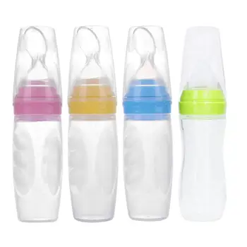 

JOCESTYLE 4pcs/set Silicone Soft Spoon Feeding Bottle with Cover for Baby Children Care Feeding Milk Rice Cereal Container