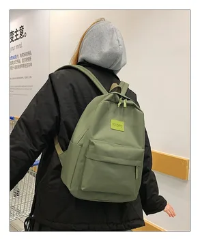 

2019 new ladies backpack campus simple solid color schoolbag women