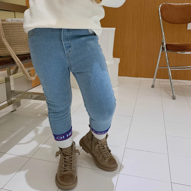 WLG boys girls winter jeans kids denim blue black velvet thick skinny jean baby warm fashion all match trousers 1-6 years