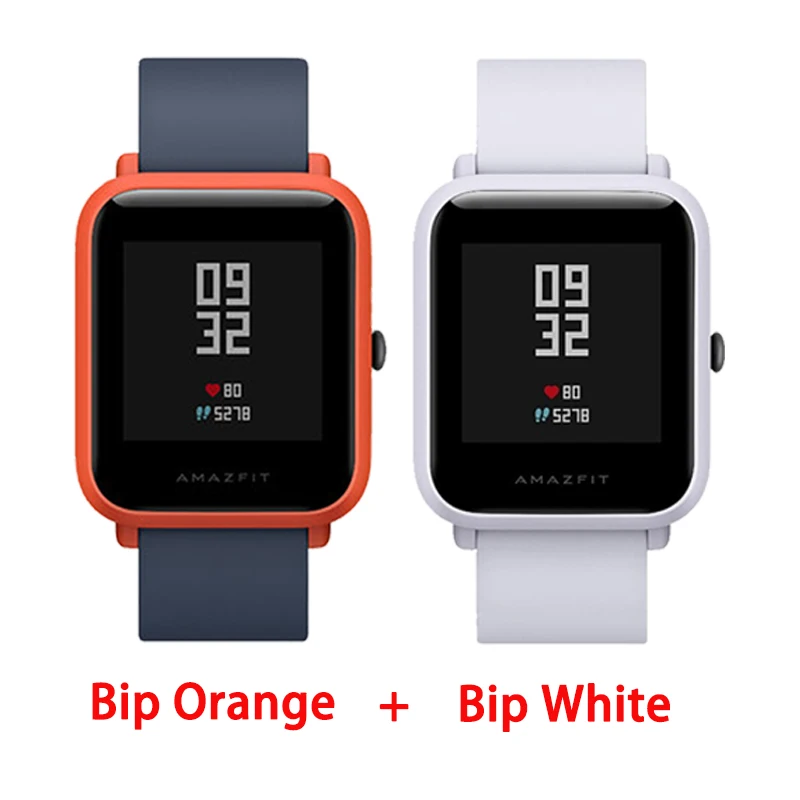 Orange add White Смарт-часы Amazfit bip с английским/испанским/русским мультиязычным спортом, глобальная версия фитнес-часов - Цвет: Orange add White