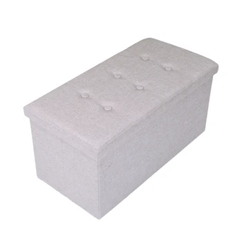 

Foldable Linen Seat Simple Practical Folding Stool Storage Box Cube Shape Pouffe Home Office Chair footstool Storage Cabinet