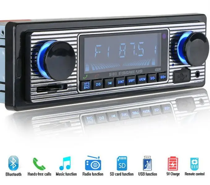 10 шт. Bluetooth винтажный автомобильный Радио MP3-плеер Стерео USB AUX классический автомобильный стерео аудио