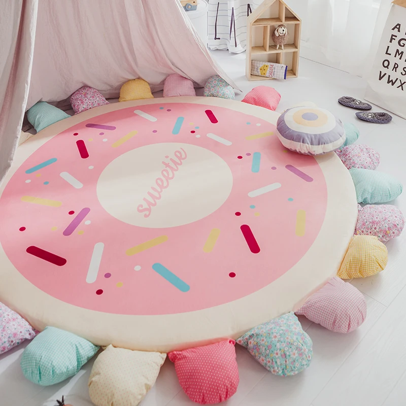 145Round Carpet Fruit 3D Print Soft Carpets Anti-slip Rugs Kids Room Home Decor Computer Chair Mat Kiwi Watermelon Floor Mat