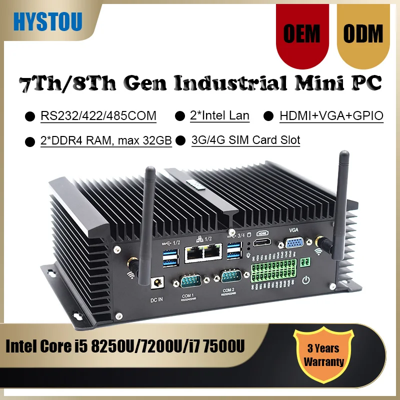 Мини ПК 8 го поколения Core i5 8250U RS232/485 COM 2 intel NUC i7 7500u персональный настольный