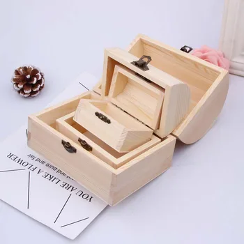 

Hot Koop Solid wood arched wooden box Large and medium DIY clay painted white blank handmade wood box