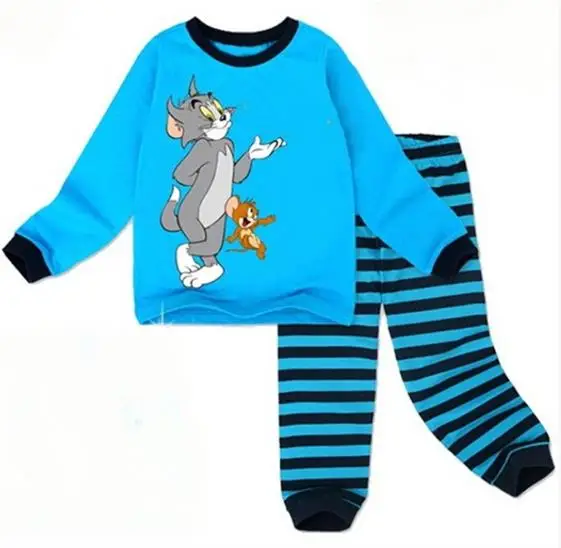 color at picture Детские пижамы комплекты детской одежды одежда для маленьких мальчиков и девочек пижамы для маленьких мальчиков и девочек, топы с длинными рукавами с героями мультфильмов+ штаны, 2 предмета, одежда для сна - Цвет: color at picture
