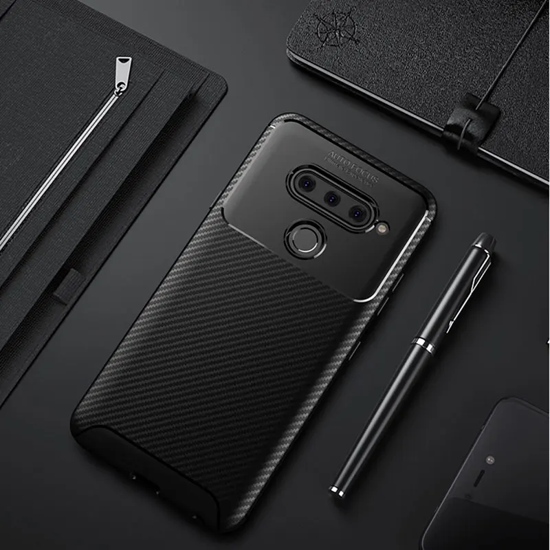 

Phone Case for LG Stylo 5 Case Luxury Carbon Fiber Soft Silicone TPU Full Shockproof Back Cover for LG Stylo 5 LG V40 Case Coque