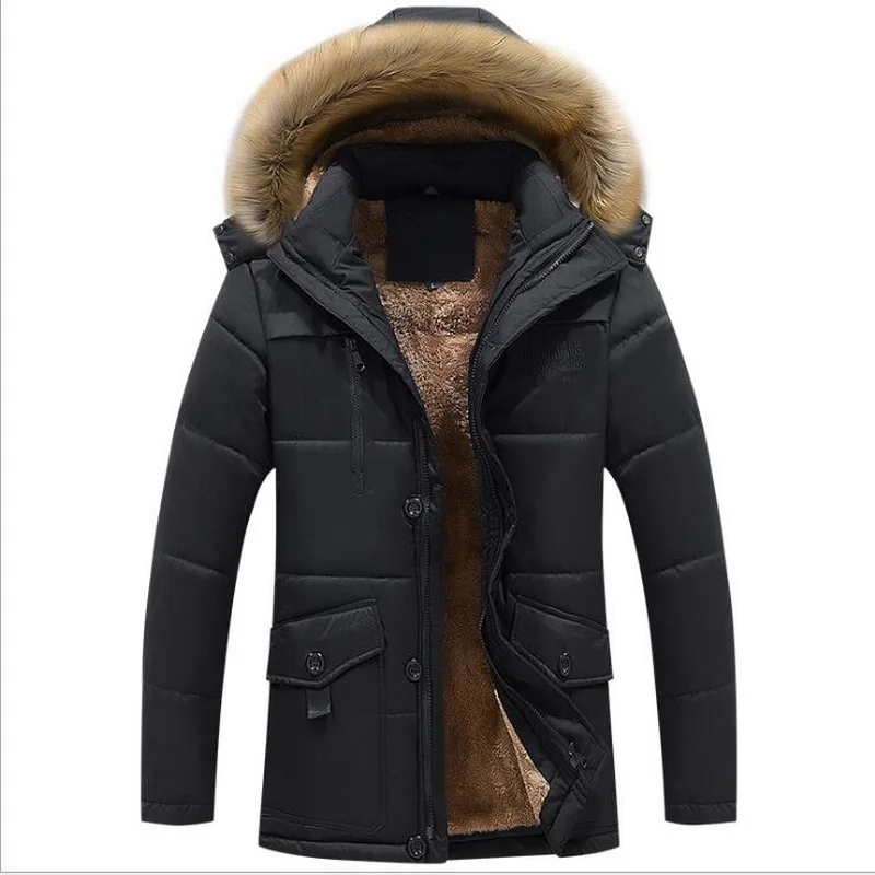 Мужская куртка, утолщенная зимняя бархатная мужская верхняя одежда, пальто с капюшоном, однотонное пальто для мужчин, Толстая теплая Мужская ветрозащитная парка, L-8XL