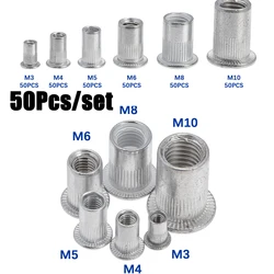 Ensemble d'écrous à tête plate en alliage d'aluminium, 50 pièces, M3 M4 M5 M6 M8 M10 
