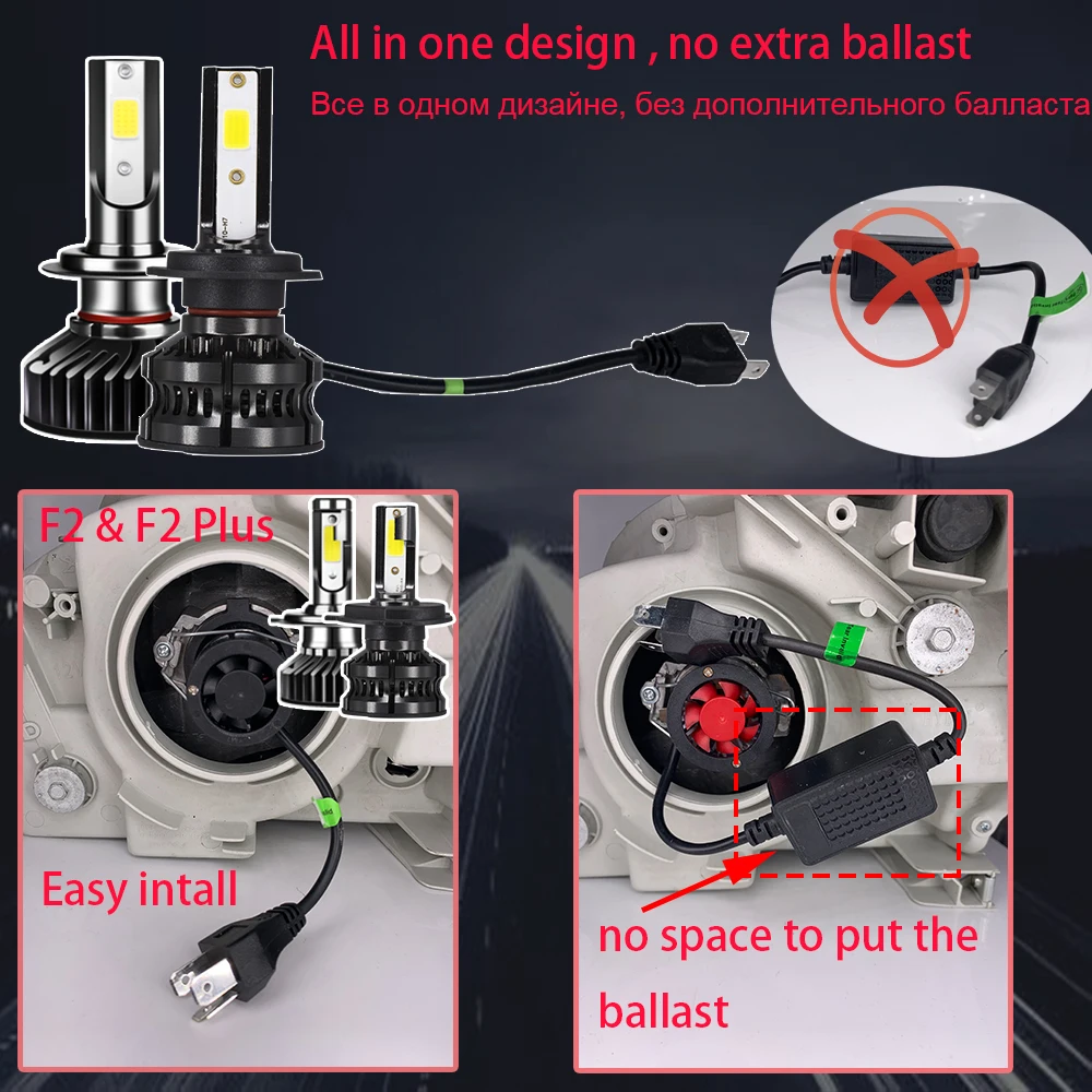 YHKOMS H4 H7 LED Bulb Car Headlight H1 H8 H9 H11 4300K 5000K 6500K 8000K F2 Auto Fog Lamp Car Accessories Bulbs Automobiles 12V for Led Lights Led Bulbs Led Headlights Led Car Lights Led Car Headlights Car Headlamps