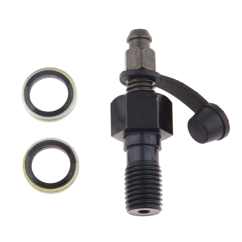 2pcs Brake Caliper Bleed Screw Nipple Banjo Bolt Dust Cap M10 x 1.25 Black