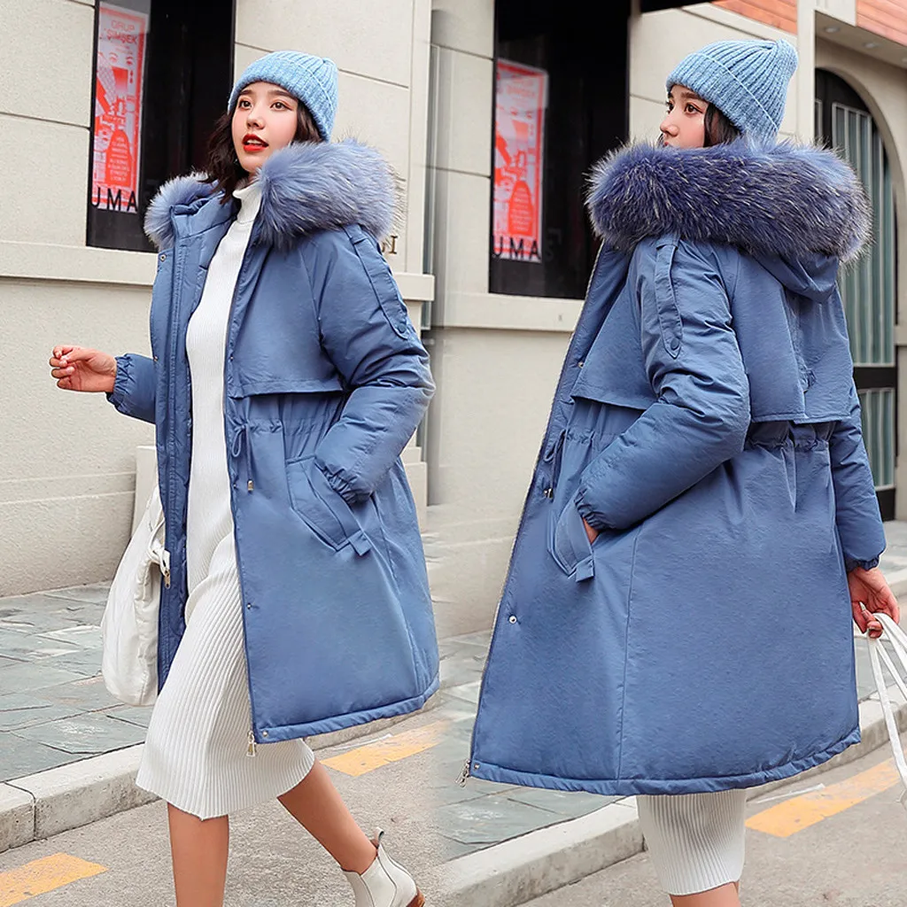 Толстая теплая Женская куртка, Тонкая зимняя женская парка на шнурке, плюс размер 3xl, ватные пальто с капюшоном, одежда с обеих сторон# J30