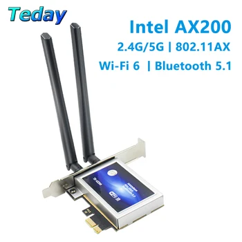 

3000Mbps Wifi 6 Intel AX200 PCIe Wireless Wifi Adapter For PC AX200NGW Wi-Fi Card 2.4G/5Ghz 802.11AX/AC Bluetooth 5.1 For PC