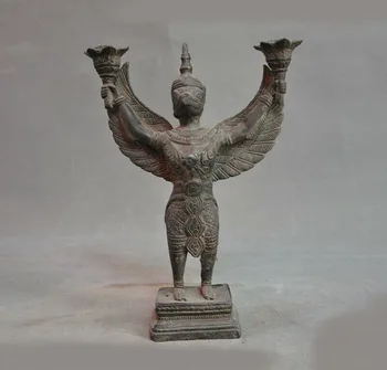 

wedding decoration 9"Old Tibetan Buddhism temple Bronze Winged Garuda Bird God Tantra Buddha Statue