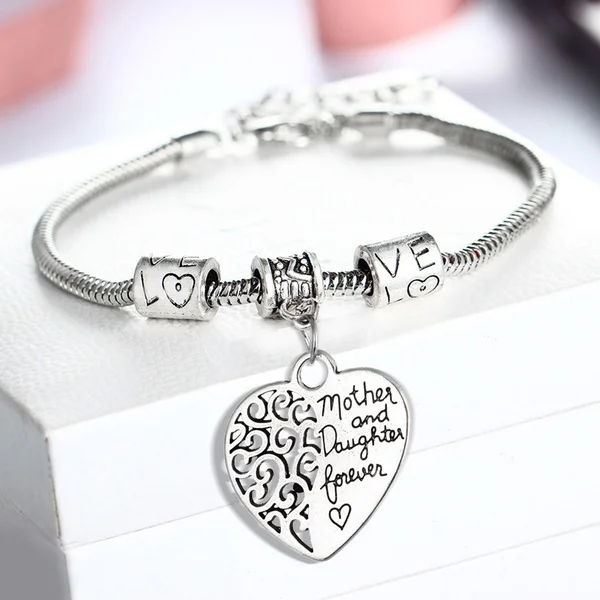 

Adjustable Mother and Daughter Forever Love Heart Bangle Bracelet Chain
