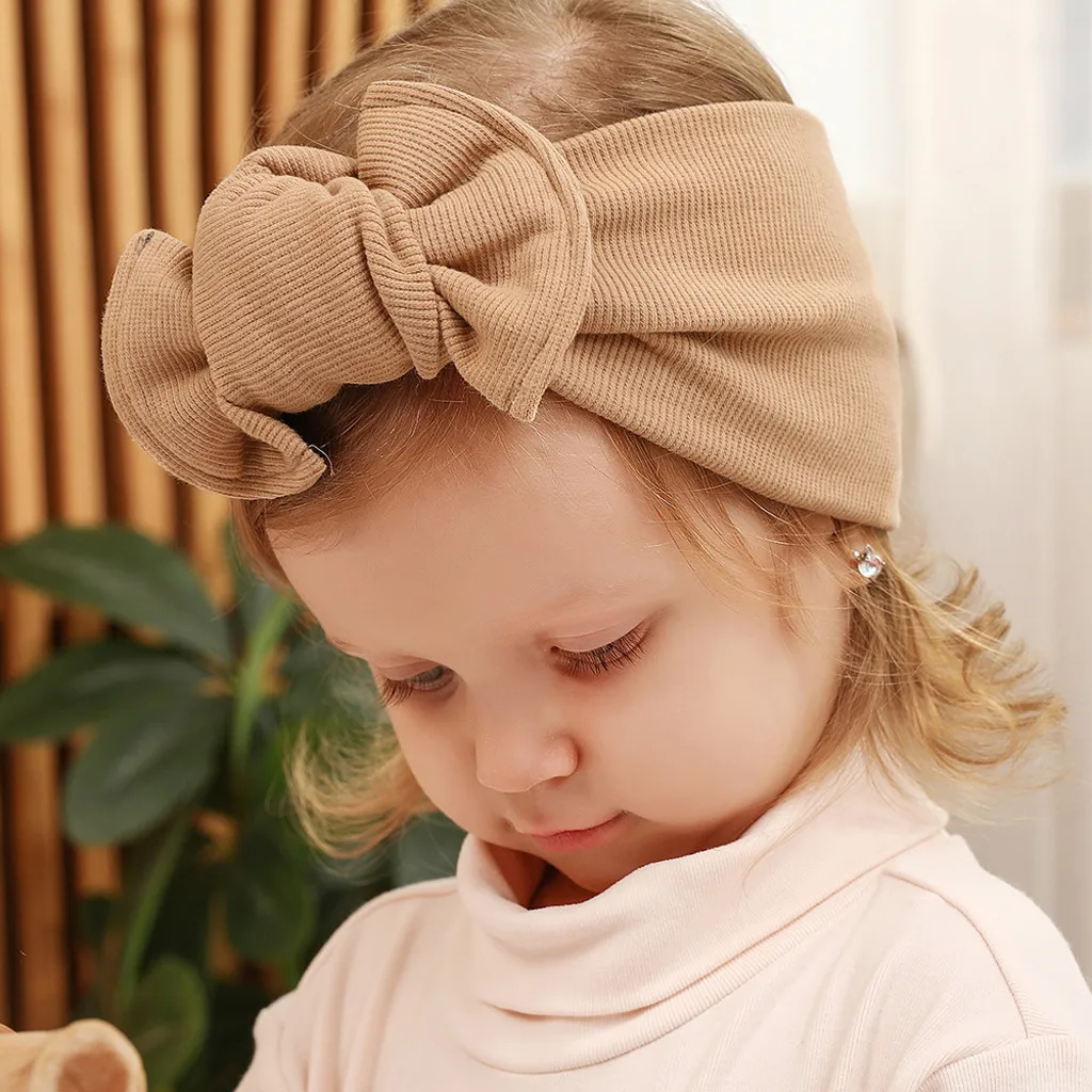 Cute Baby Children Solid Thread Tie Big Bow Elastic Girl Headband Soft Girls Hairband Hair Accessories Any Season 2020 | Детская одежда