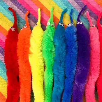 

2020 Funny Hippocampus Plush Worms Colorful Long Dangle Earrings For Women Girl Cute Cool Tail Drop Earrings Statement Jewelry