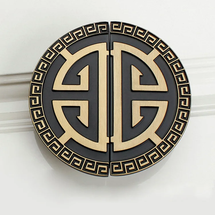 Chinese Antique Auspicious Handles Wardrobe Door Yellow Bronze Handle and Knob Green Semi-circular Pull | Обустройство дома
