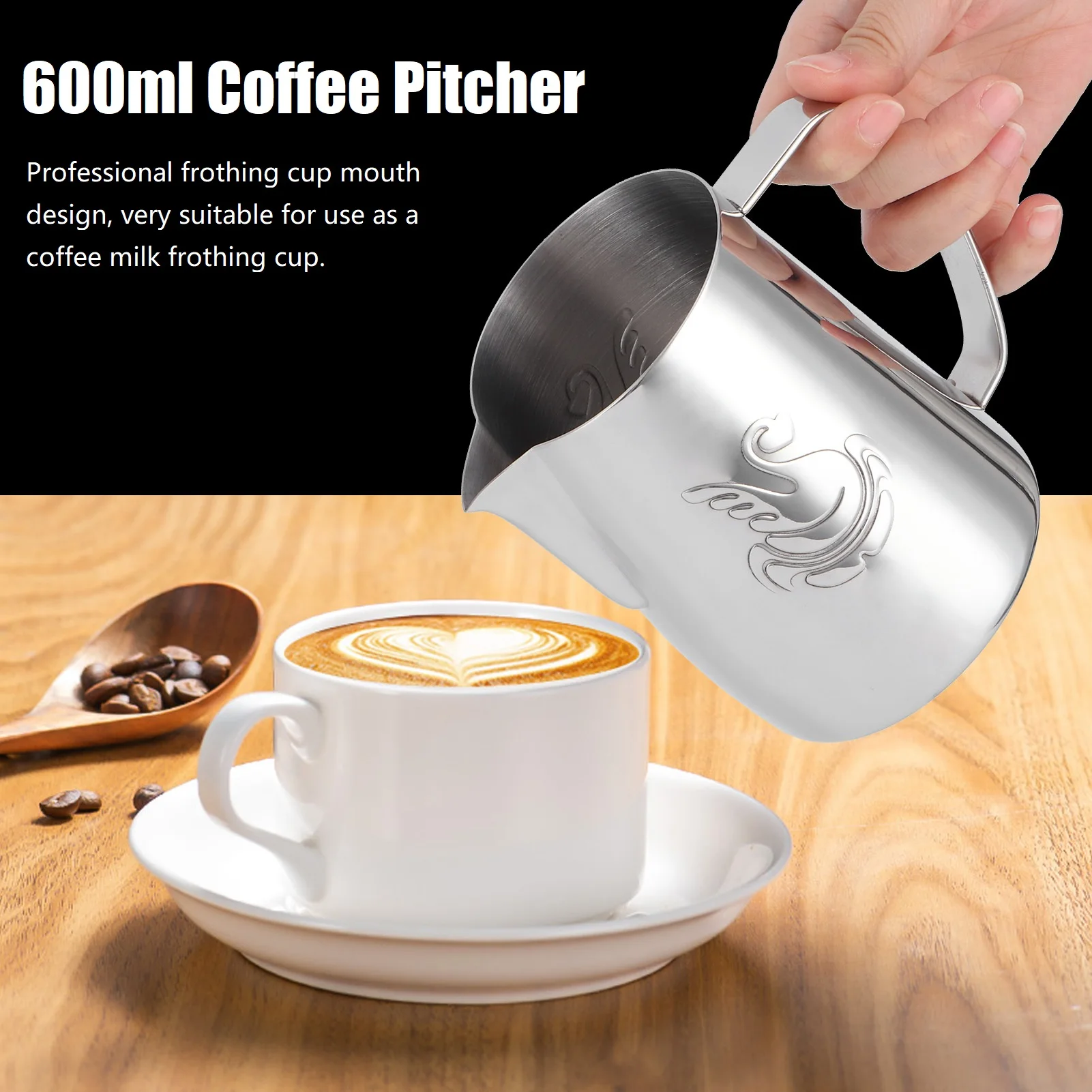 Milk Frother Jug Milk Frothing Jug 380ml/400ml/600ml Stainless Steel