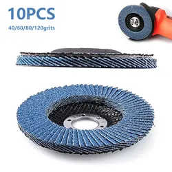 Disques à lamelles professionnels de 4.5 pouces, grain 40/60/80/120, pour meuleuse d'angle, accessoires dremel, 10 pièces 
