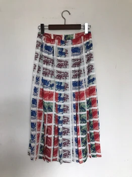 

2020 Spring and Autumn New Style WOMEN'S Versatile Street Printed Animal Fold Skirt 0320