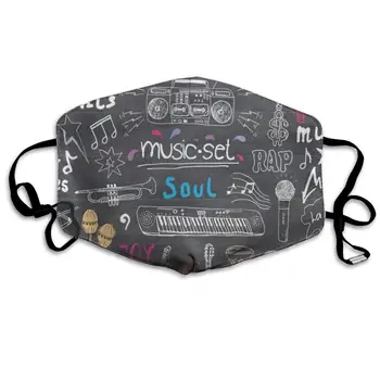 

Face Mask Music Items Doodle Stylish Cycling Half Face Earloop Face Mask for Woman