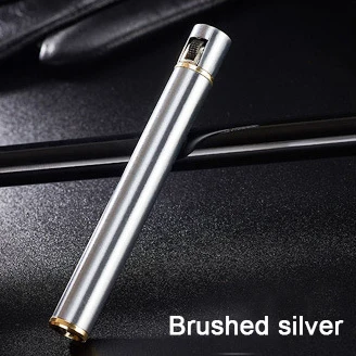 Brushed Silver Мини-зажигалка для сигарет, шлифовальный круг, кремневая зажигалка, газовая зажигалка, переносная, может быть размещена, коробка для сигарет, аксессуары для дыма - Цвет: Brushed Silver