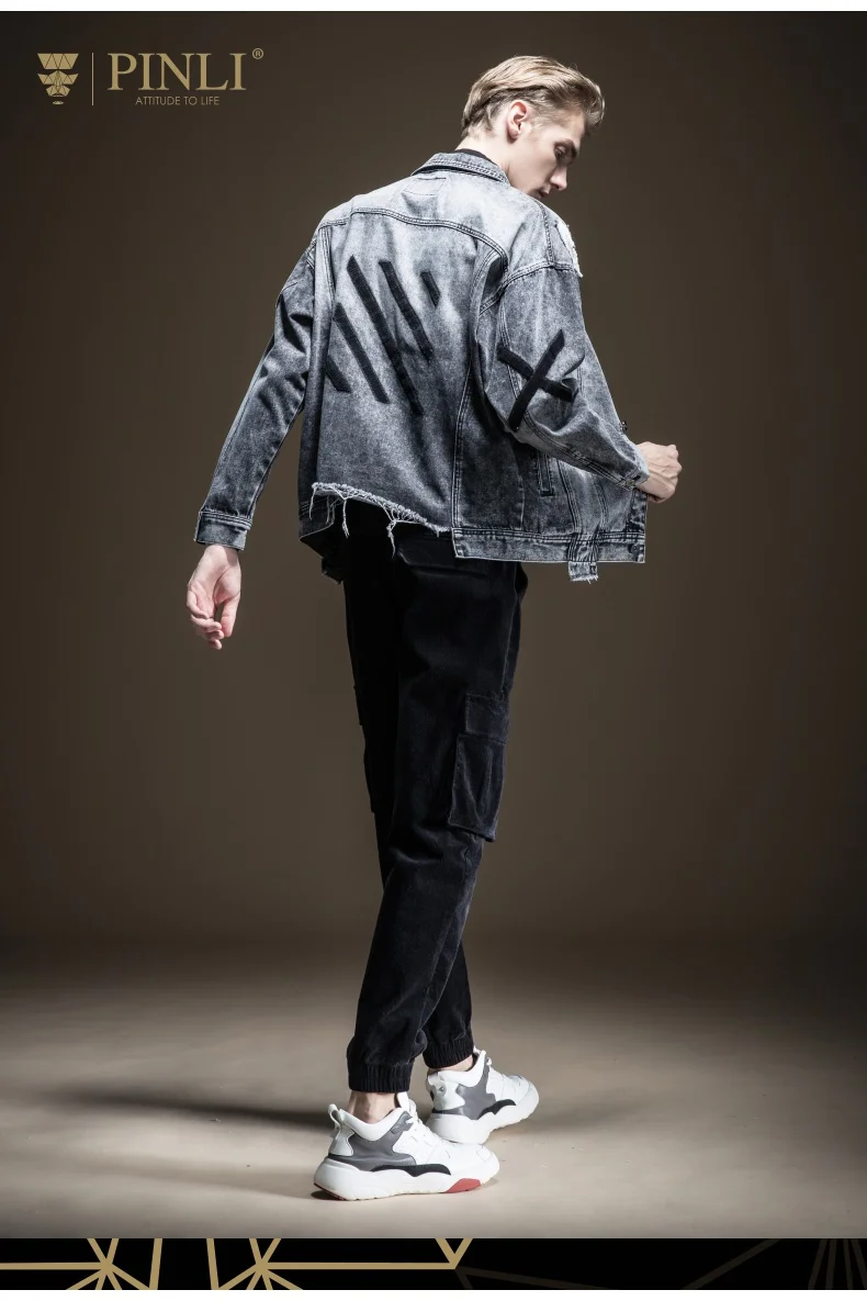 Jaqueta Masculino Limited Pinli, Новинка осени, Мужская одежда, вышитая куртка с отверстиями, пальто с лацканами, B193404190