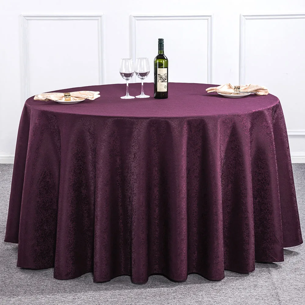 Dobby Round Tablecloth Wine Red/White/Beige/Red/Purple Hotel Table Cloth Restaurant Dining Table Co