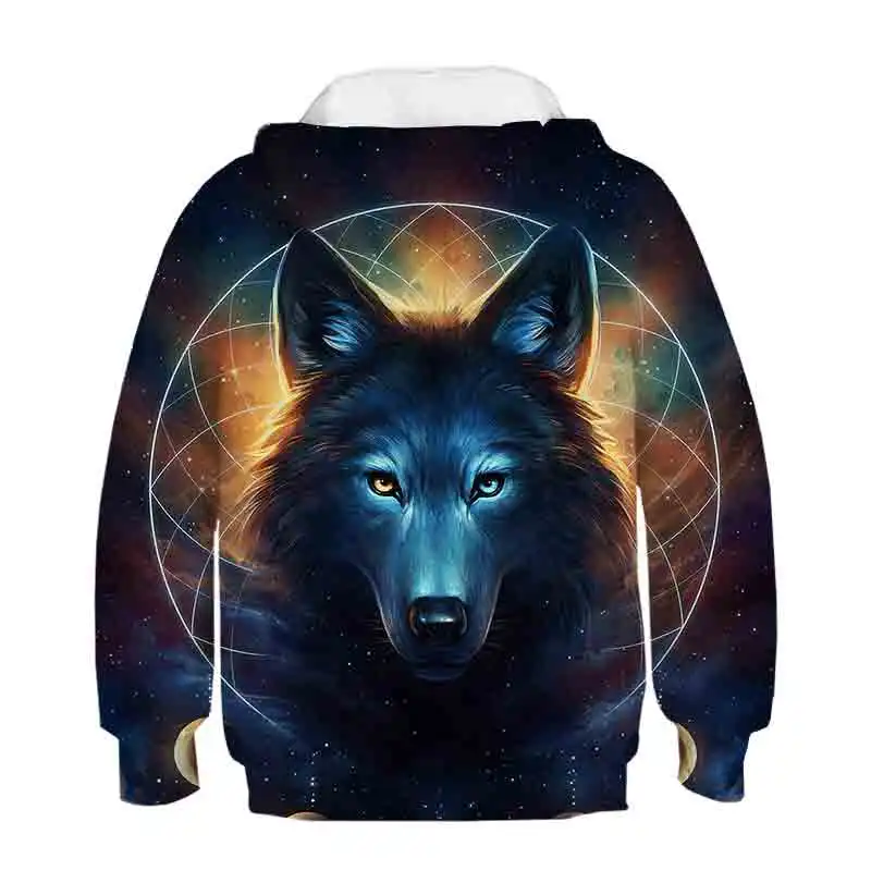 

Big Size 3D Pattern Boys Sweatshirt Autumn Hooded Wolf Lion Unicorn Hoodies For Boys and Girls Kids Coat Children Clothes