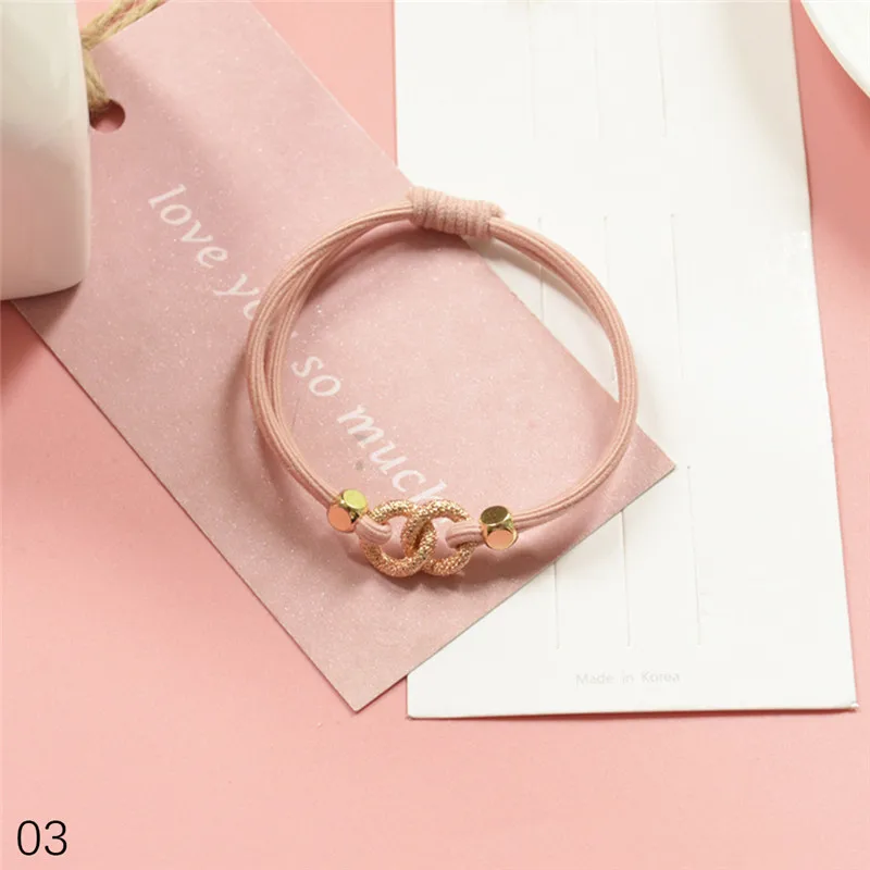 Pink Двойные эластичные резинки для волос Макарон 26 цветов Love Heart для женщин и девочек Детская повязка для волос аксессуары резинки для волос - Цвет: Pink