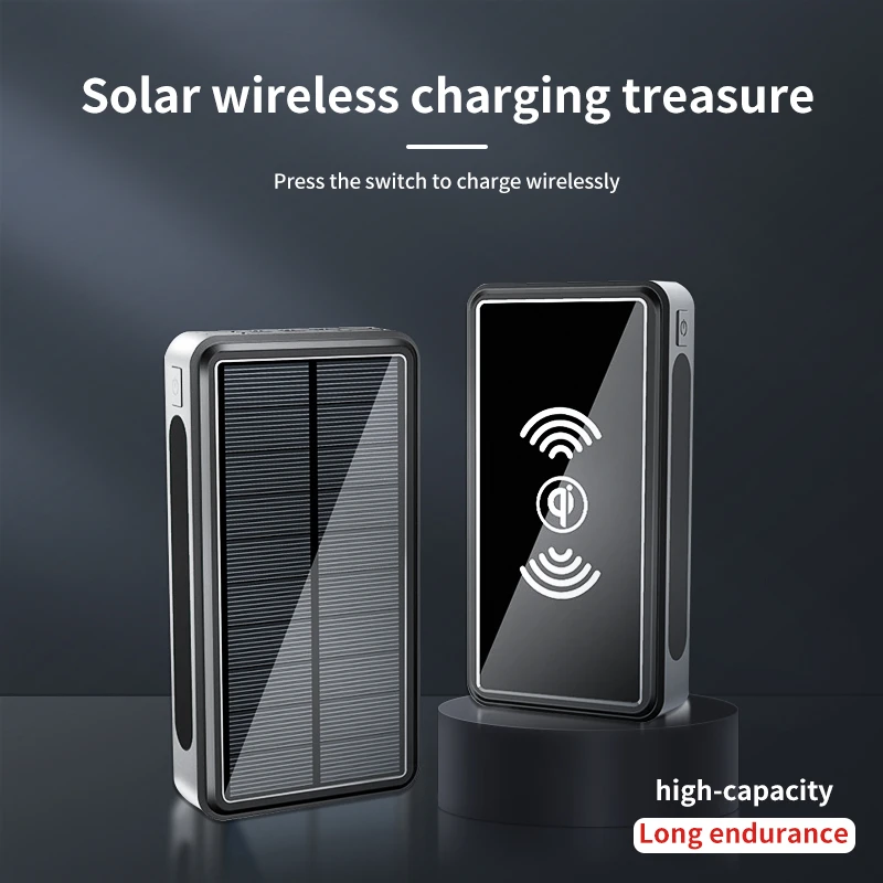 20000mAh Wireless Charger Power Bank For iPhone 12 Pro Max Portable Solar Phone Charger With Flashlight Fast Charging Powerbank good power bank