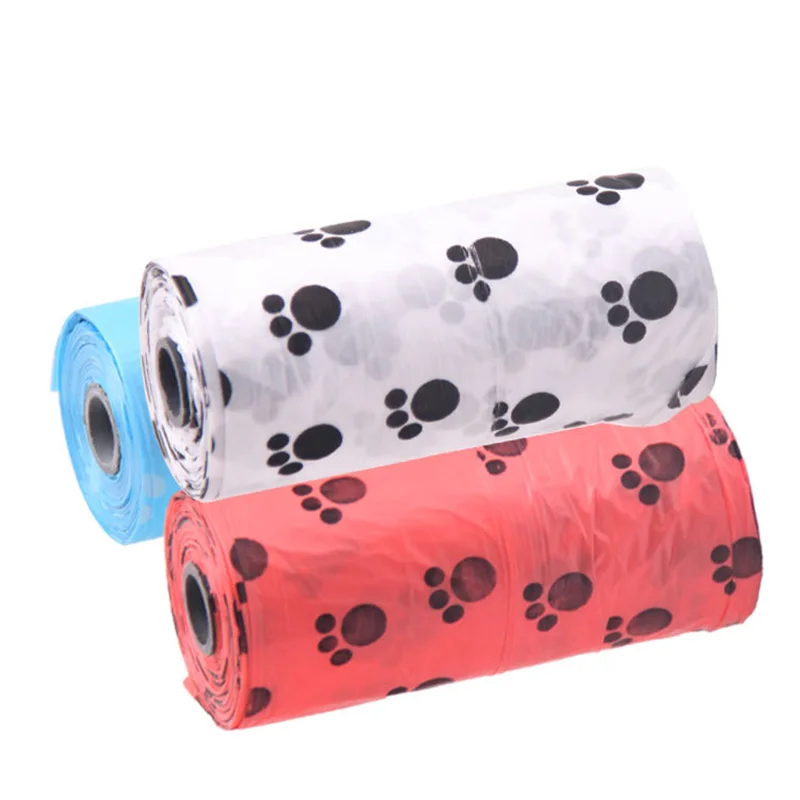 Hot Paw Print Pet Waste Bag Roll Pet Waste Bag 6x2.5cm Strong Load-bearing Dog Carriers Outdoor travel kitchen garbage bag dog poop bags