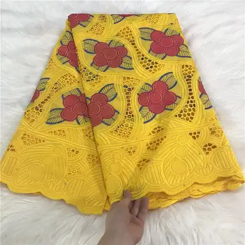 

5 yard Swiss lace fabric 2020 latest heavy beaded embroidery African cotton fabrics Swiss voile lace popular Dubai style 2L06033